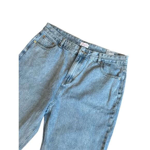 Baggy High Rise Wide Leg Distressed Jeans Pink Lily Light Wash Denim Size 32 - Picture 2 of 10